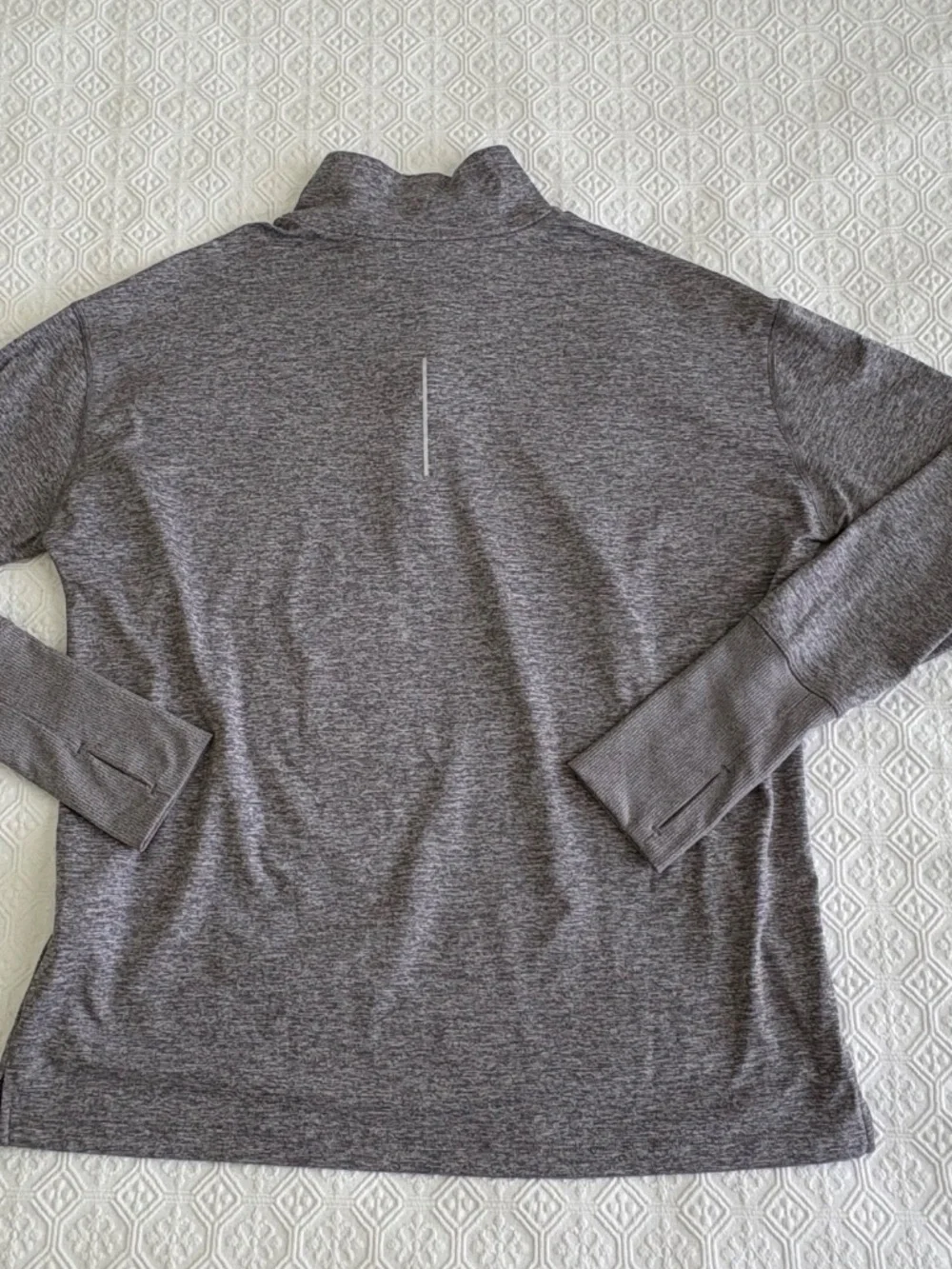 Nike Women's Dri-FIT Quarter-Zip Running Pullover Heather Gray Thumbholes Size L